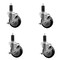 Service Caster 4'' Black Poly Swivel 1-1/4'' Expanding Stem Caster Set with Brake, 4PK SCC-EX20S414-PPUB-BLK-TLB-114-4 - alternate 1